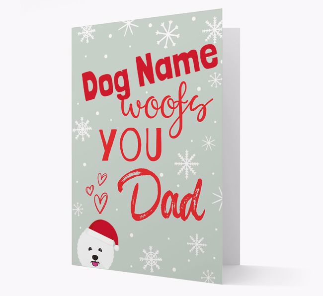 'I Woof You Dad' Card with your {breedFullName} Christmas Icon